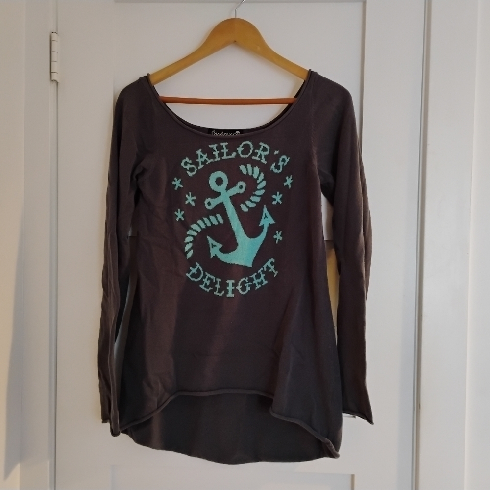 Sourpuss Sailor's Delight Anchor Sweater Size Large